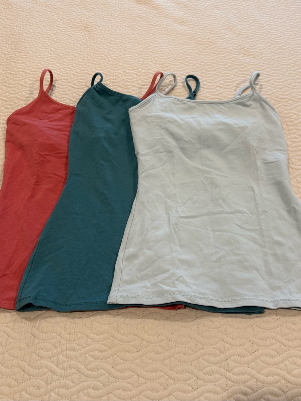 Bundle (3) Express Women's Best Loved Camisole Tank - Coral/Teal/Baby blue